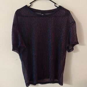 Manfinity Purple/Blue Sheer Black Top